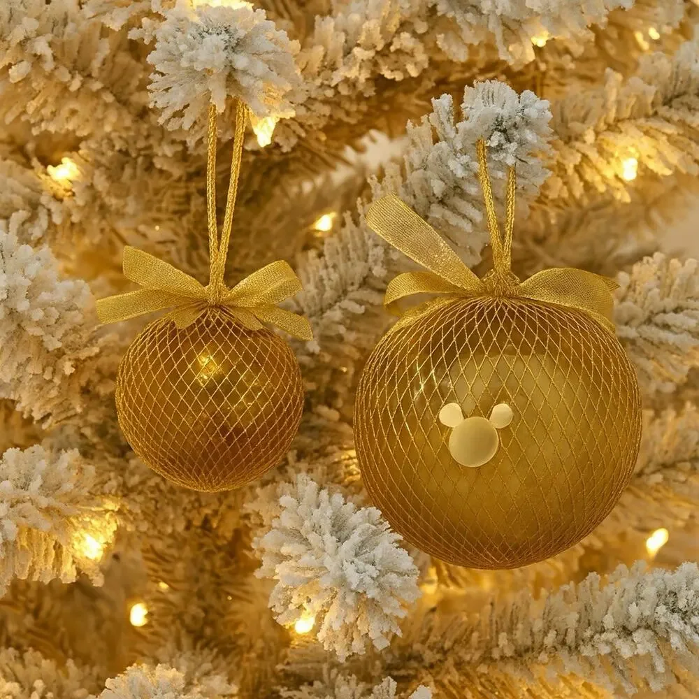 VTG 1990s Disney Mickey Mouse Mesh Christmas Ornament Potpourri Balls Set Of 2